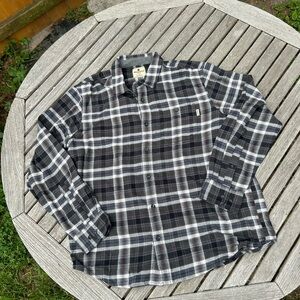 Woolrich Button Up Grey Plaid Flannel Long Sleeve‎ Pocket Shirt Mens XL
